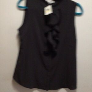 Calvin Klein Black Ruffle Front Blouse